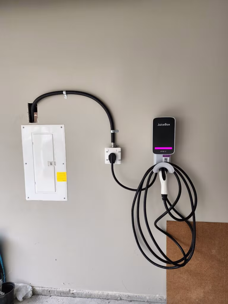 Westland Electric home EV charger installation with clean conduit run